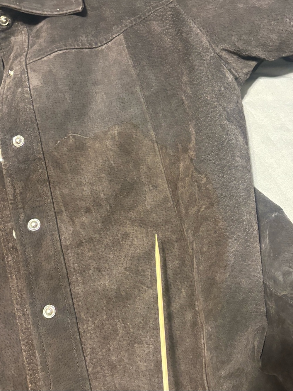 Western Leather brown  fringe snap jacket boho Stagecoach cowboy festival - Picture 12 of 16